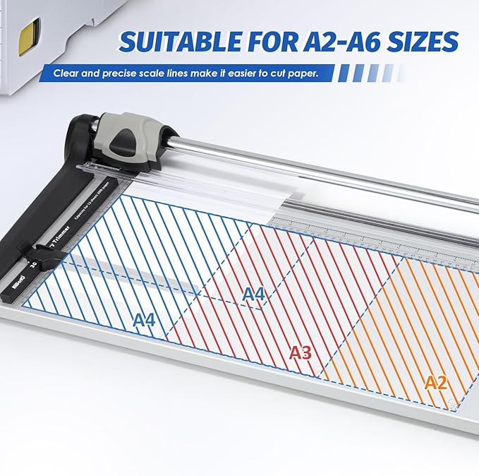Rotary Paper Trimmer, 15 Sheets Heavy Duty Paper Trimmer, 670mm(26.37") Cutting Length, Commercial Grade Rotary Paper Cutter for Home/Office/School, Black & Silver