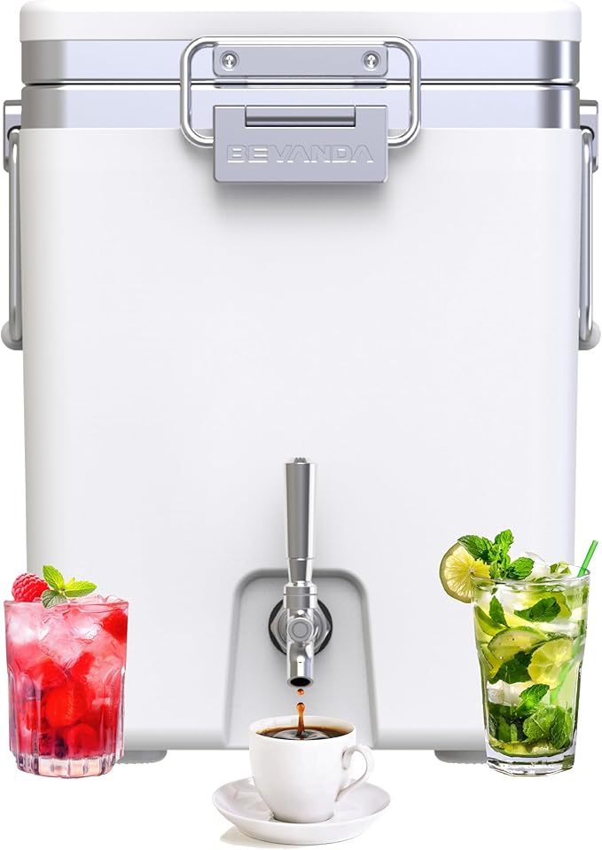 Bevanda - Sperse 5 Gallon Drink Dispenser - Large Insulated Stainless Steel Water and Beverage Dispenser - Ideal for Parties, Camping Trips, and Outdoor Events - Leakproof, Durable, Portable (White)