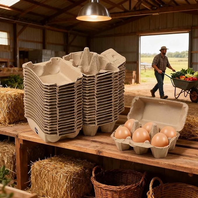 15 Pack Egg Cartons Cheap Bulk, 6 Count Egg Storage Containers Holder, Sturdy Natural Pulp Material Perfect for Storing Extra Eggs