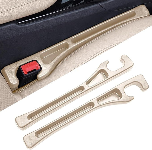 Seat Gap Fillers with Seat Belt Holes,No Drop Seat Guard for Cars,Car Side Seat Gap Filler Organizer 2 Pack (Beige)