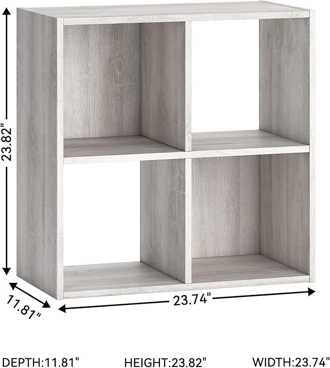 Signature Design by Ashley Paxberry Coastal 4 Cube Storage Organizer or Bookcase, Whitewash