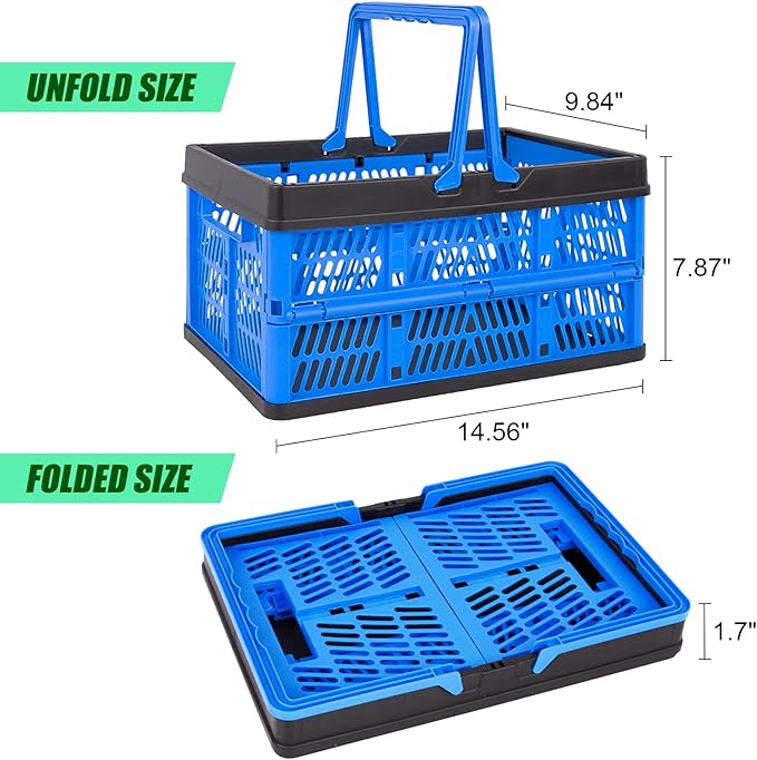 3 Packs 20Liter Collapsible Storage Crates With Handle Collapsible Plastic Shopping Basket,Stackable Multi-function Shelf Baskets Container, Hold up to 20 Lbs