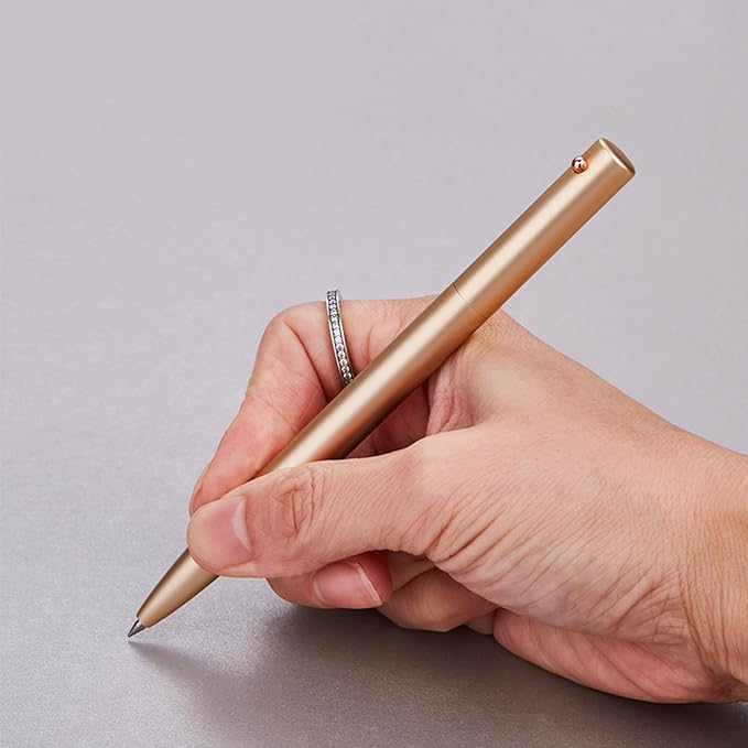 DUNBONG Retractable Metal Gel Pen, 0.5mm Medium Point Ballpoint Pens, Black Gel Ink (Black)