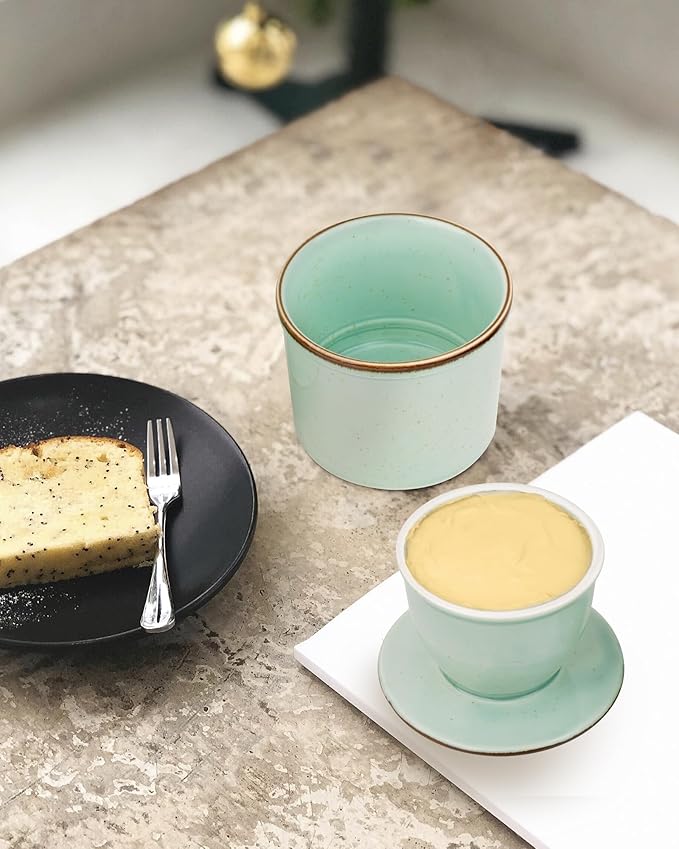 French Butter Dish, Butter Crock for Counter with Water Line, Ceramic Butter Keeper for Spreadable Butter - Chrismas Home Kitchen Decor - Reactive Glaze Collection - Green