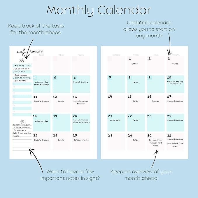 Pland Studio All-In-One 90 Day Goal Planner, Quarterly Planner, Guided Journal with Prompts, Daily Journal Notebook and Hourly Planner! Fitness, Self Care Wellness, Productivity, Mental Health, ADHD, Gratitude Journal