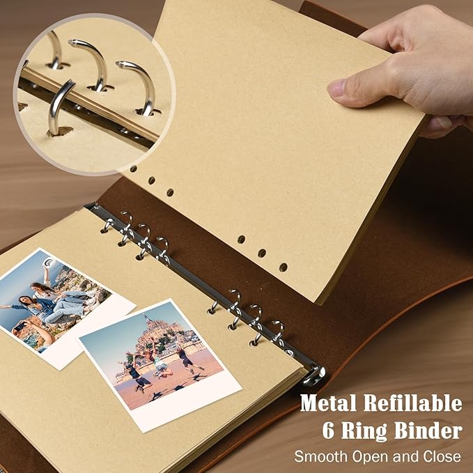 OMEYA PU Leather Journal Notebook, Travel Journal with 2 Pockets, Vintage Refillable Journal for Writing, Diary Journal for Women, Men, Girls and Boys, 100GSM Blank Paper, 160 Pages (Green A6)