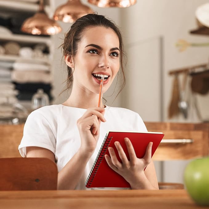 Yahenda 18 Pcs Spiral Notebook Bulk A5 Journal Lined 8.3'' x 5.5'' Writing Composition Paper Small Notepad Subject Notebook for Students Office Business Back to School Supplies (Red)