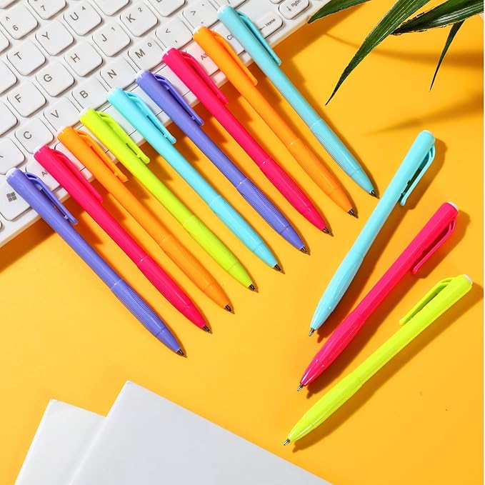Meanplan 100 Pcs Ballpoint Pens Bulk Retractable Black Ink Pens 1mm Colorful Aesthetic Writing Supply for Journaling Note Home Business Office College Supplies, 5.7 x 0.4 Inch(Pastel,Novel Style)