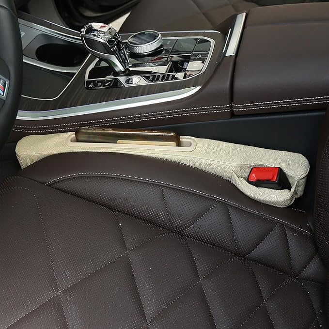 DEEYOTA 2 Pack Car Seat Gap Filler Organizer for Driver Side and Passenger Side Auto Center Console Side Filler Filler for Car Front Seat (Beige 2 pcs)