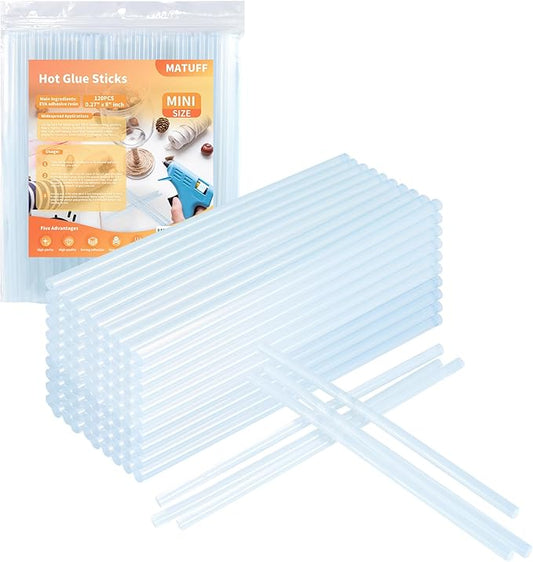 MATUFF Mini hot Glue Gun Sticks – 120 Pcs Clear hot Glue Sticks Dia 0.27” x 8” Long Mini Glue Stick, All-Purpose Glue Sticks Bulk for Crafting, Scrapbooking & More - Compatible with Most Glue Guns