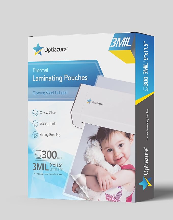 Thermal Laminating Pouches 9"x11.5" Inches, 3mil 300Pack, Clear, Letter Size