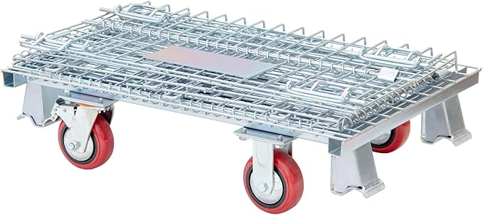 Collapsible Wire Storage Basket with Wheels, 32"x20"x24", Heavy-Duty Foldable Metal Bin for Home, Garage & Laundry Room, 1500 lbs Capacity