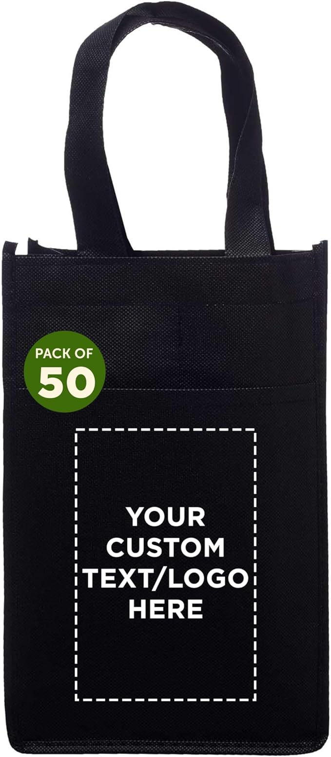 DISCOUNT PROMOS Non-Woven Vineyard Two Bottle Wine Bags