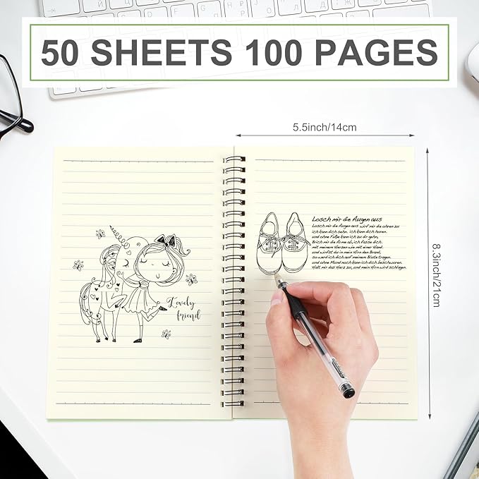 Yahenda 4 Pcs Spiral Notebook Bulk A5 Journal Lined 8.3'' x 5.5'' Writing Composition Paper Small Notepad Subject Notebook for Students Office Business Back to School Supplies (Pastel Colors)