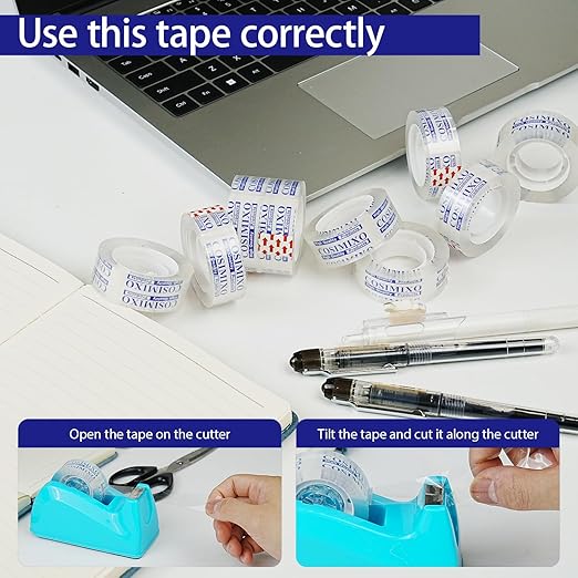 COSIMIXO 96Rolls Crystal Clear Tape Refills for Dispenser, 3/4Inch x 1000 inch,Bulk Transparent Tape,Office Stationery Tape for Home and School