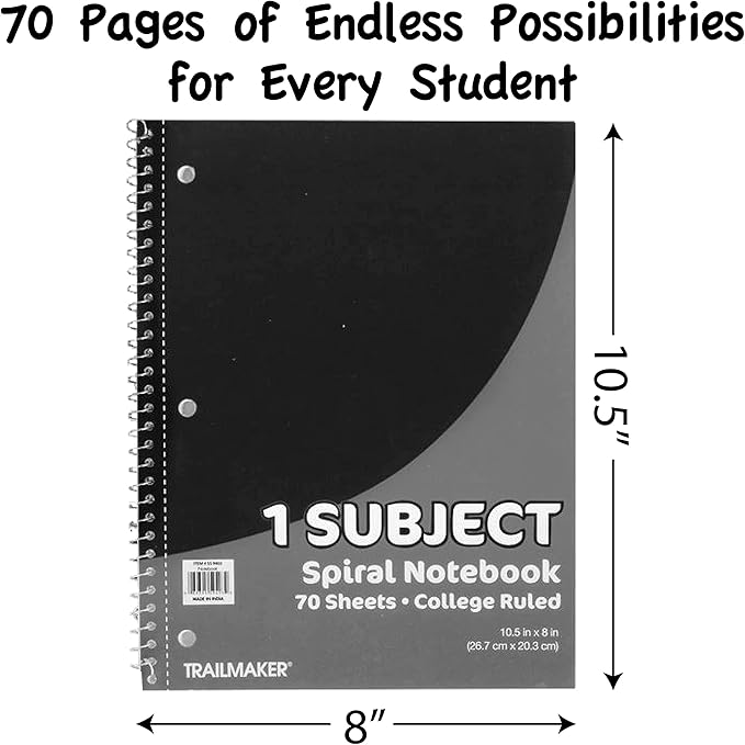 Trail maker Bulk Notebooks 50 Pack - One Subject Notebooks College Ruled Bulk Notebooks for Kids, School, Journaling, Note Taking, Students, or Work