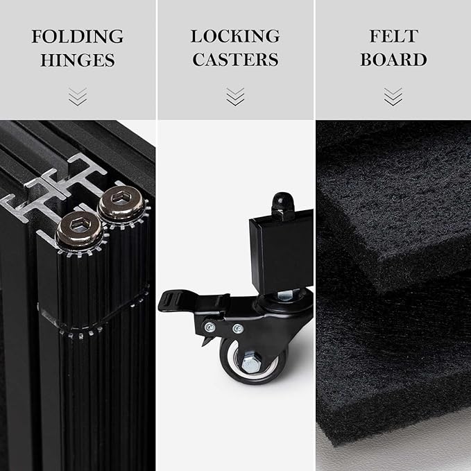 Folding Room Partition, Office Partition Dividers, Privacy Divider Wall, Office Divides, 10'6"W x 6'7"H,Black