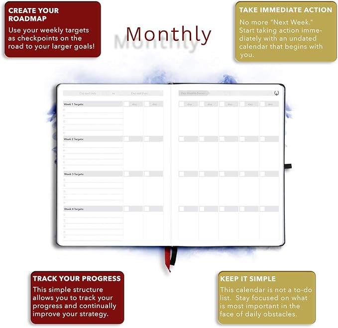 The Phoenix Journal - Best Daily Goal Planner, Organizer, & Calendar for Goal Setting, Gratitude, Happiness, & Productivity - Vision Board & Habit Tracking - 12 Weeks, Undated, Hardcover (Crimson)