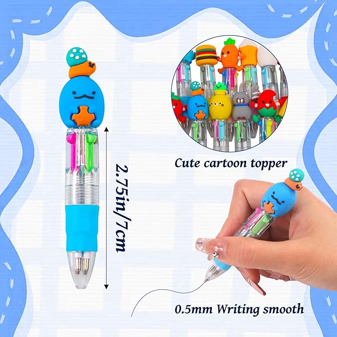 20Pcs Mini Multicolor Pens in One 4-in-1 Cute Pens Bulk for Kids, Fun Kawaii Ballpoint Pen for Birthdays and Children's Party Favors Gifts, Teacher School Supplies