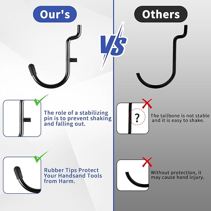 196 PCS Extra Thick 1/4" Pegboard Hooks Set, Heavy Duty Peg Board for Hanging Storage, Black Metal Pegboard Accessories with Pegboard Bins for Garage Wall Organizer