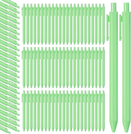 Teling 100 Pcs Ballpoint Pens Retractable Comfortable Cute Stylish Writing Pens in Medium Point 1.0 mm for Office Supplies(Light Green)