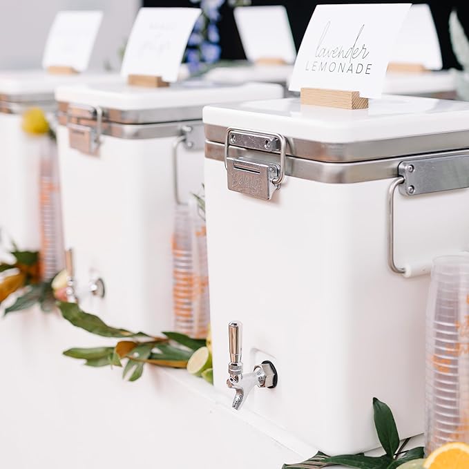 Bevanda - Sperse 5 Gallon Drink Dispenser - Large Insulated Stainless Steel Water and Beverage Dispenser - Ideal for Parties, Camping Trips, and Outdoor Events - Leakproof, Durable, Portable (White)