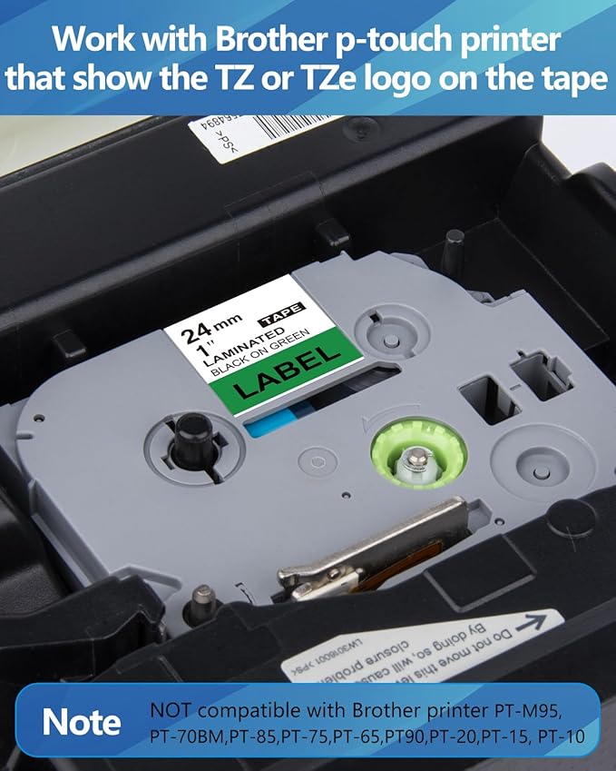 Weemay 3 Pack TZe751 24mm Black on Green Laminated Label Tape Compatible with Brother Label Maker Tape TZe-751 TZe 751 TZ-751 TZ751 for PTouch PT-E500 PT-D600 PT-P750W PT-P900W Printer, 1 In x 26.2 ft