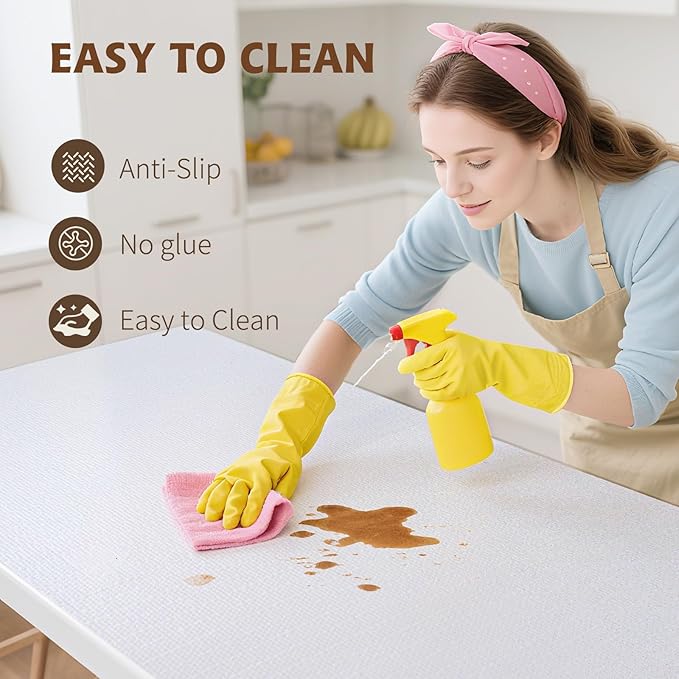 Shelf Liners for Kitchen Cabinets 12in x 39.37FT Non Adhesive Drawer Liner Pure White Thickened Shelf Liner Strong Non-Slip Easy to Clean for Tool Box Refrigerator with Knife and Tape Measure