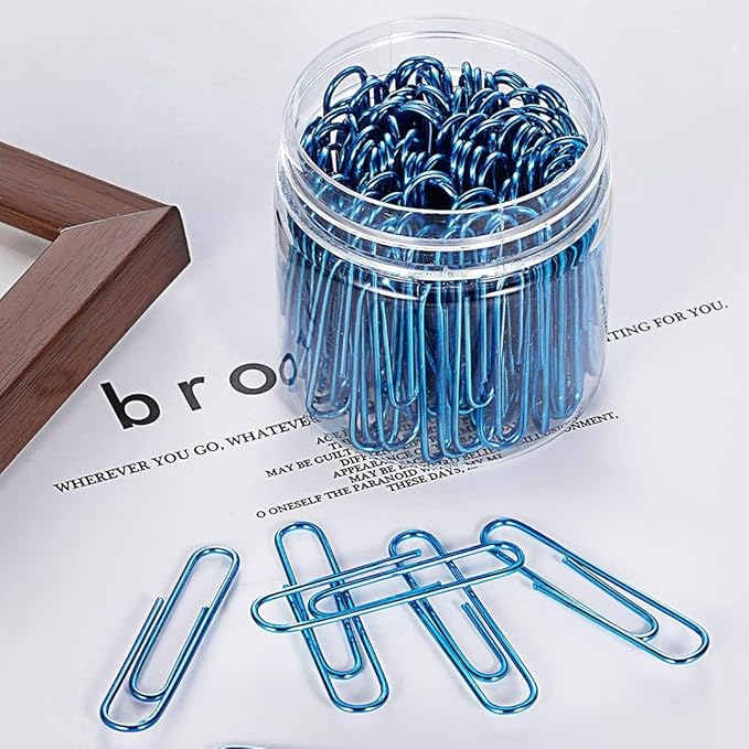 Vinaco Blue Jumbo Paper Clips, 100 Pack, 2 Inch (50 mm), Durable & Rust Resistant, Great for Office, School and Personal Use