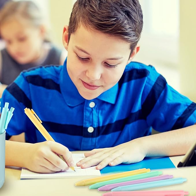 Yexiya 150 Pcs Retractable Gel Ink Pens Bulk Cute Pastel Gel Ink 0.5mm Fine Point Macaron Style Writing Cute Black Pens for Smooth Writing Journaling Taking Notes School Office Home