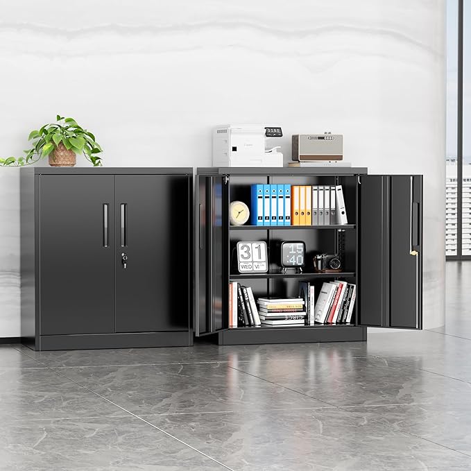 INTERGREAT 36" Metal Cabinets with Lock,Lockable Metal Cabinet Storage with Doors and Shelves for Garage,Black Locking Garage Storage Cabinets