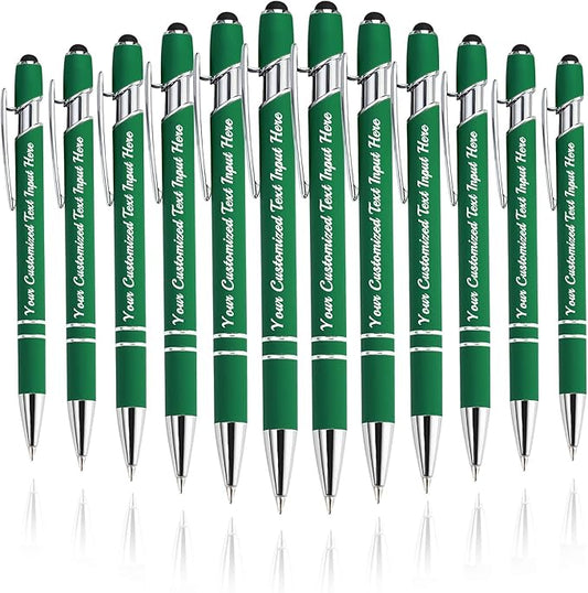 Personalized Ballpoint Pen 12pcs, Custom Pens Free Engraved Bulk with Name Logo, Soft Black Ink Stylus with Touch Metal Office, Gift for Anniversaries, Graduations, Birthdays