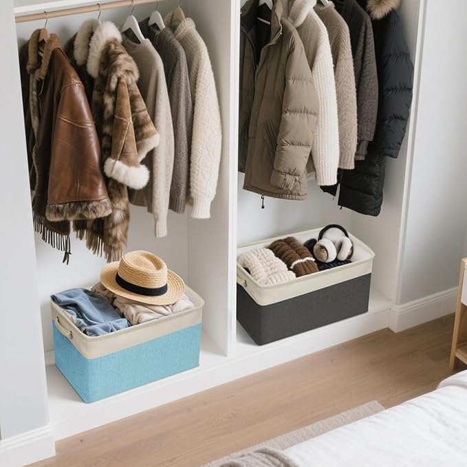 BALEINE 1 Pack Fabric Storage Bins for Shelves, Linen Storage Baskets for Organizing, Decorative Closet Bins for Clothes, Home (Pink, 15''x11''x9.5'')