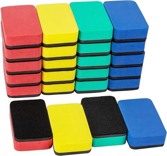 24 pcs Strong Magnetic Whiteboard Eraser - Mini Dry Erase Erasers, Small Chalkboard Cleansers Wiper for Kids Teachers Classroom Must Haves School Supply Home Office, Rectangle