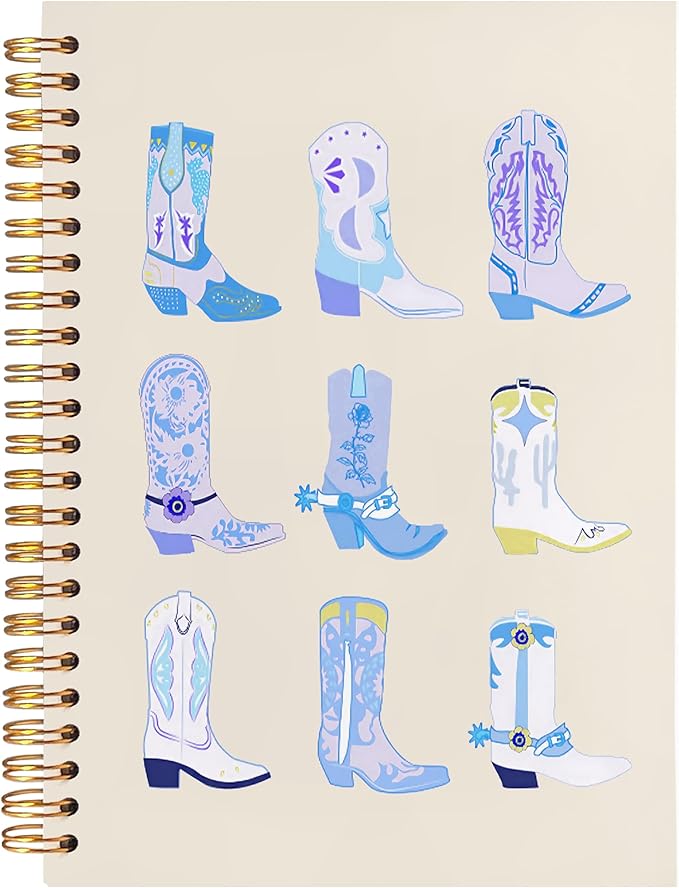 BearCake Blue Cowgirl Boot Notebook, Cowgirl Stuff, Cowgirl Gifts, Western Office Supplies, Western Stuff for Women, Boho Western Notebook Journal 5.5x8.3