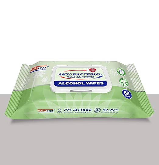 Germisept 75% Alcohol Advanced Hand Sanitizing Wipes | 50 Count per Pack x Pack of 3 = 150 Wipes