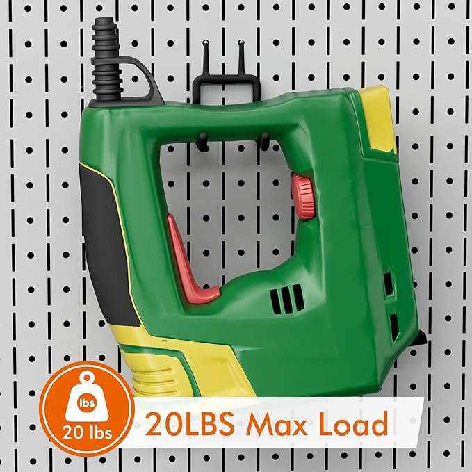 LIGHT DUST Utility Heavy Duty Pegboard Hooks - 10Pack Peg Board Accessories for Hanging Tools Fit 1/4" Peg Holes - Pegboard Organizer Large Tool Holders for Garage Workshop Shed