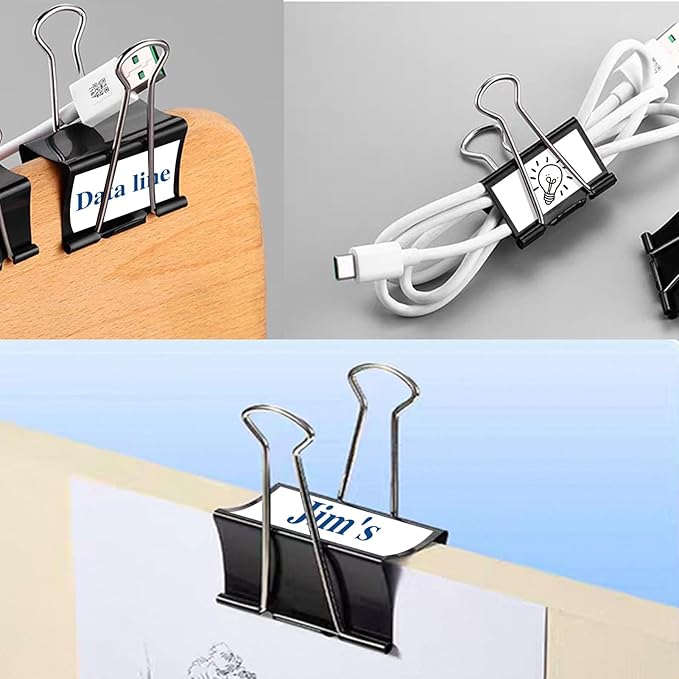 30 Pack Binder Clips with Labels, 2.4 Inch Extra Large Binder Clips Big Paper Clamps for Office and Home Supplies