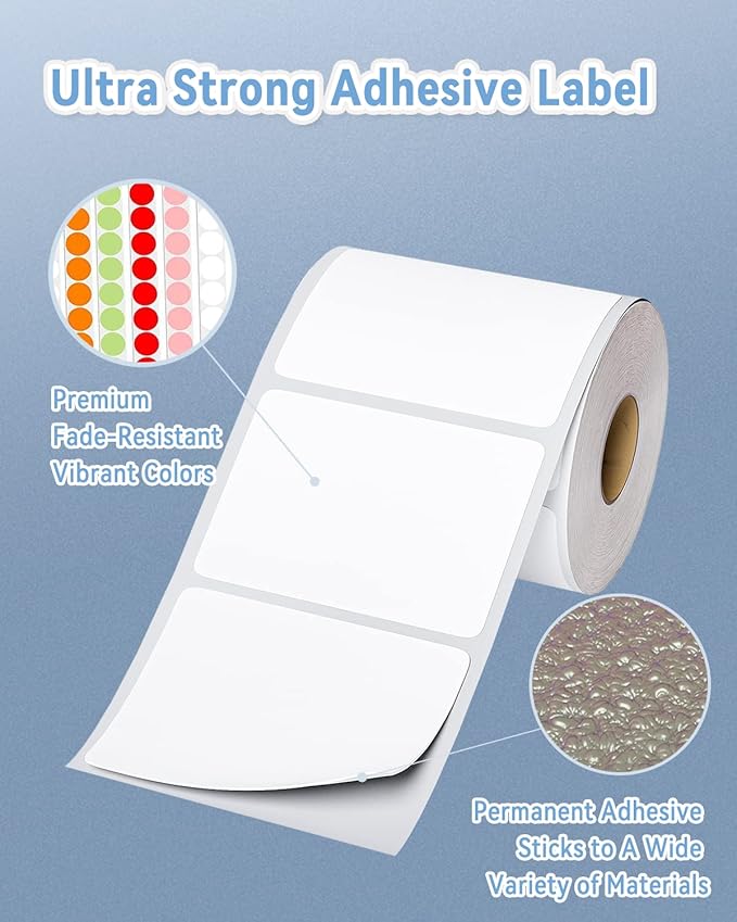 Phomemo 4"x3" Thermal Labels Roll for Small Business Supplies - Commercial Grade Logo Stickers for Business Customized - Waterproof Shipping Labels for Thermal Label Printer - 500 PCS Label Stickers