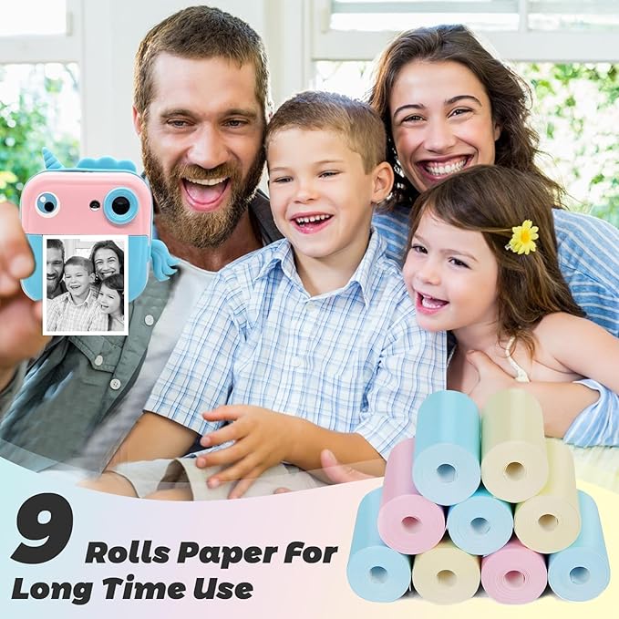 9 Rolls Thermal Printer Paper - Colorful, Non-sticker, 3 Color for Most Mini Thermal Printers