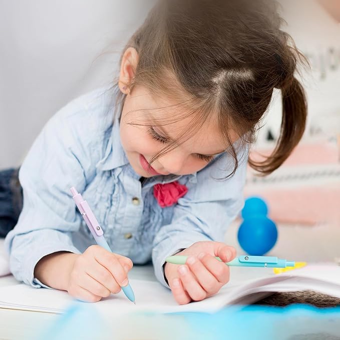 5PCS Retractable Gel Pens Set, Quick Dry Black Ink Fine Point Soft Touch Roller Ball Gel Ink Pen for Smooth Writing (Aurora Color)