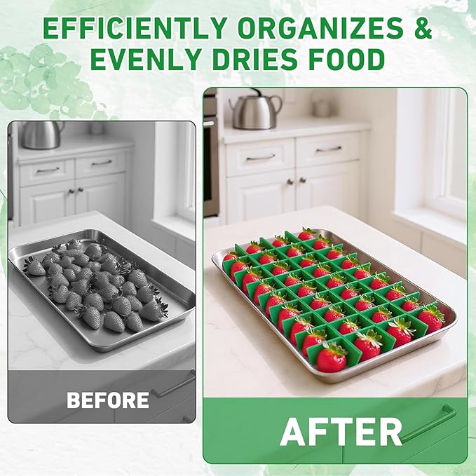 5 Sets Silicone Freeze Dryer Tray Dividers Compatible with Harvest Right Freeze Dryer Accessories - Flexible Adjustable Green Silicone Food Tray Divider Set, Reusable & Easy to Clean