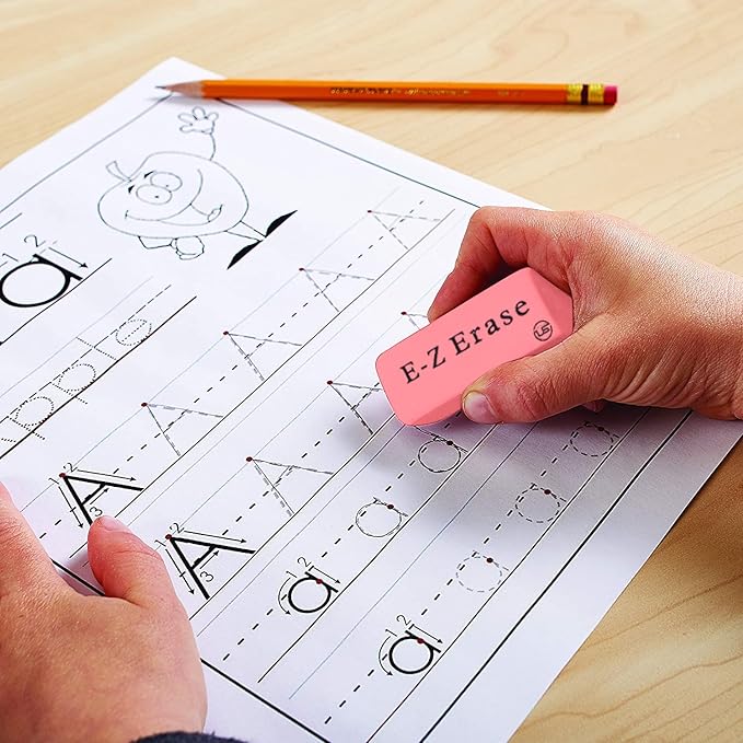 Pink Erasers, Erasers for Kids, Rubber Eraser, 24 Count, Erasers Bulk for School Supplies, Art, and Office Use