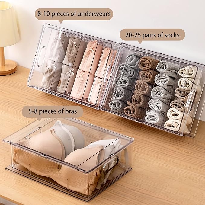 MANO 2Pack Clear Fridge Drawers Pull Out Stackable Refrigerator Drawer Organizer Bins Pantry Storage Box Plastic Food Containers for Kitchen Bathroom Office Closet (X-Large)