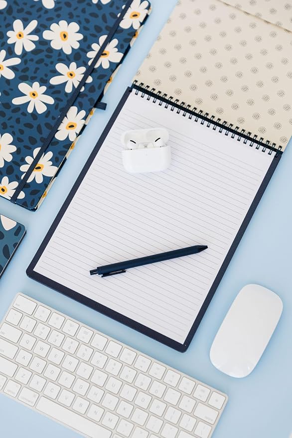 Steel Mill & Co Large Top Spiral Notebook College Ruled, 11" x 8.5" with Durable Hardcover and 160 Lined Pages (Leopard Daisy)