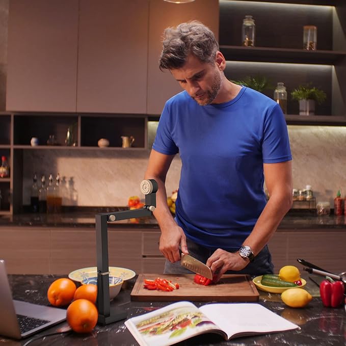 CZUR Fancy Pro 8MP USB Document Camera for Teacher, 4K Webcam with Microphone and LED Light, Up to 60fps, Auto Focus, for Remote Teaching, Live Streaming, Web Conference, for Mac and Windows