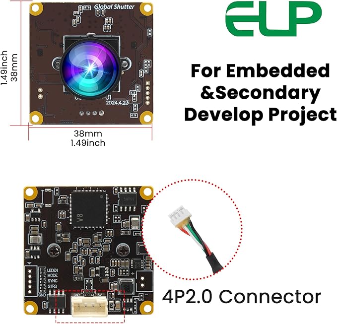 ELP 5MP Global Shutter 50fps USB Fisheye Camera for Computer, Laser Engraver, Live Streaming - 170 Fisheye Lens