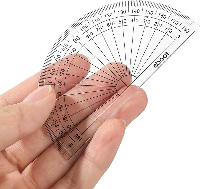 Zonon 100 Pcs 4 Inch Clear Plastic Protractor Bulk Math Protractors Set 180 Degrees Geometry Drafting Tools for Classroom Industry Office Back to School Supplies