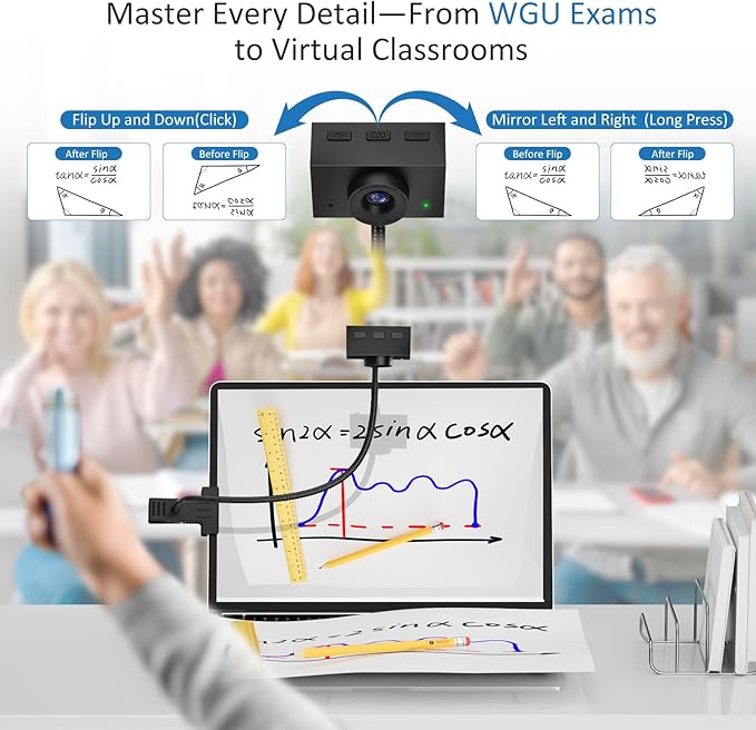 Eye Contact Web Camera for Desktop Computer – 1080P USB Camera with Microphone & Stand, Center Cam for Laptop or Desktop, Manual Focus, Plug & Play for macOS & Windows（Black）