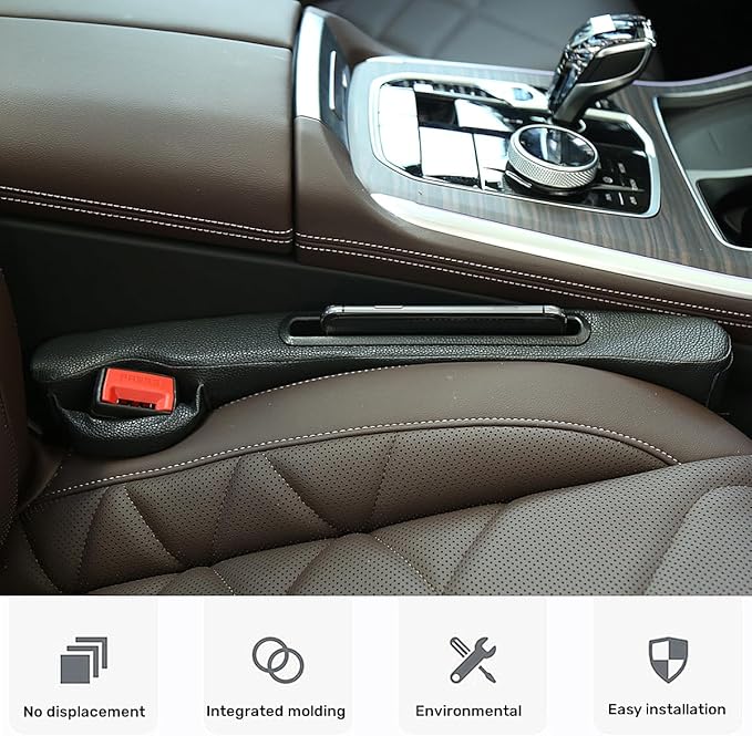 DEEYOTA 2 Pack Car Seat Gap Filler Organizer for Driver Side and Passenger Side Auto Center Console Side Filler Filler for Car Front Seat (Black 2 pcs)